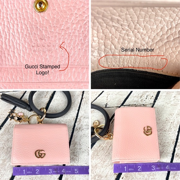 Gucci Marmont pink leather small wallet wristlet keychain - Picture 4 of 15